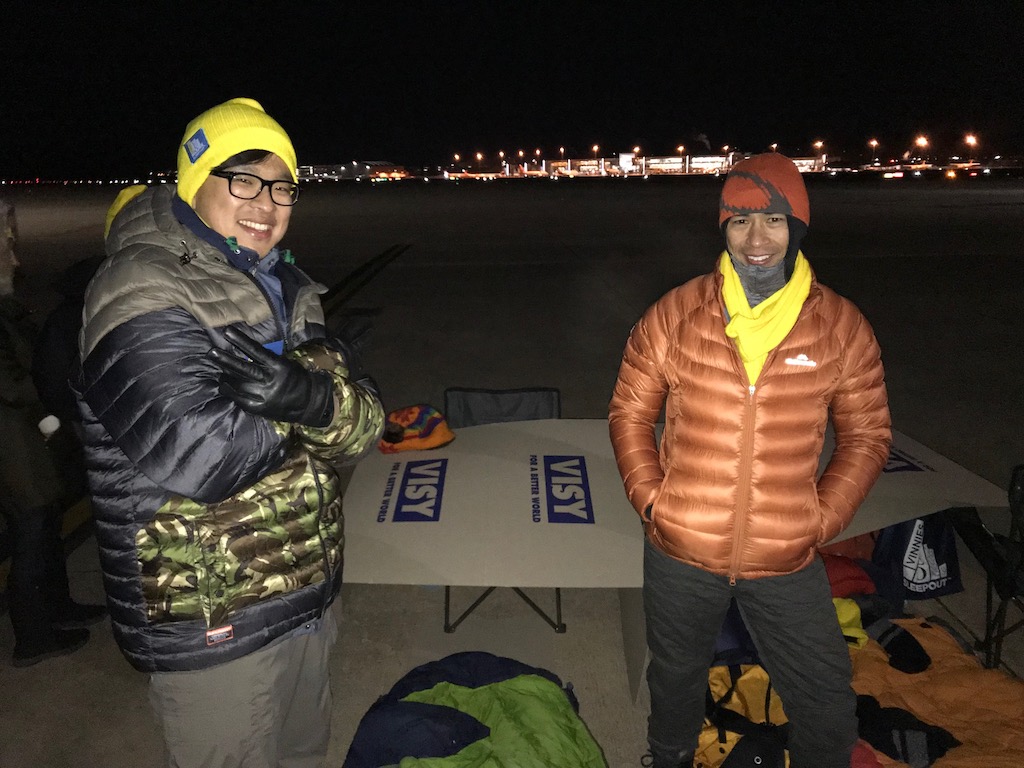 Drs Scott JS Park and Steve Lising on the tarmac of Canberra Airport for the 2019 CEO sleepout